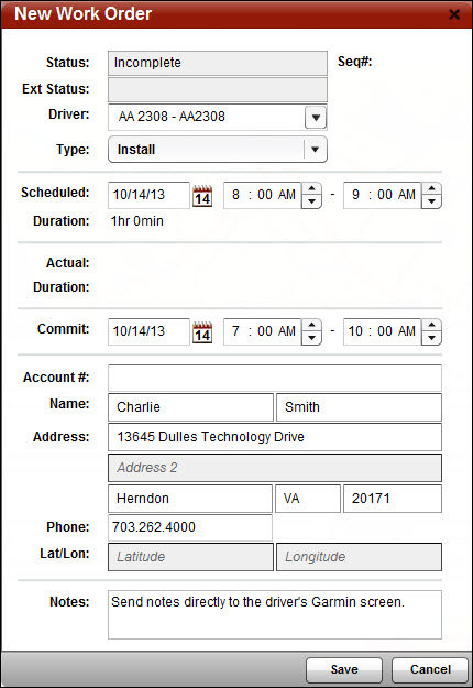 FleetOutlook Help - Add a Work Order